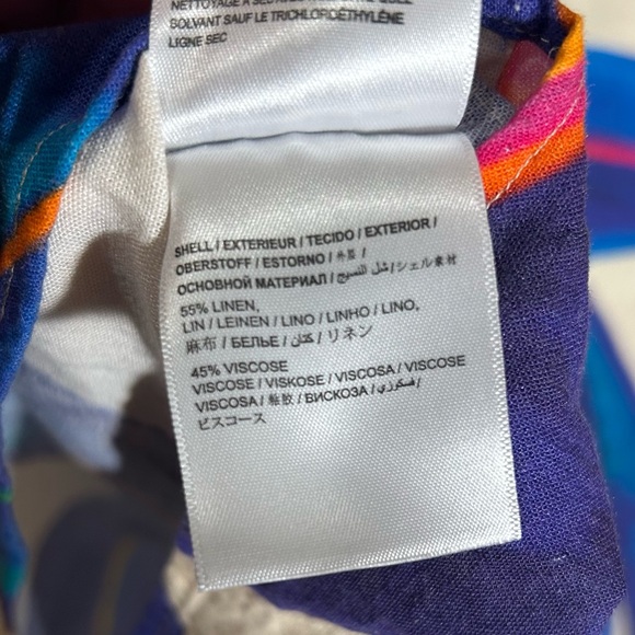 Farm Rio Anthropologie Linen Blend Rope Tassel Boho Blouse Top Medium Tropical - Picture 8 of 8